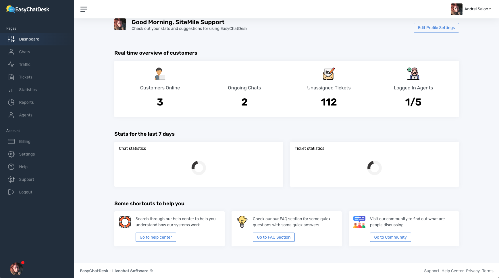 easy chat desk dashboard