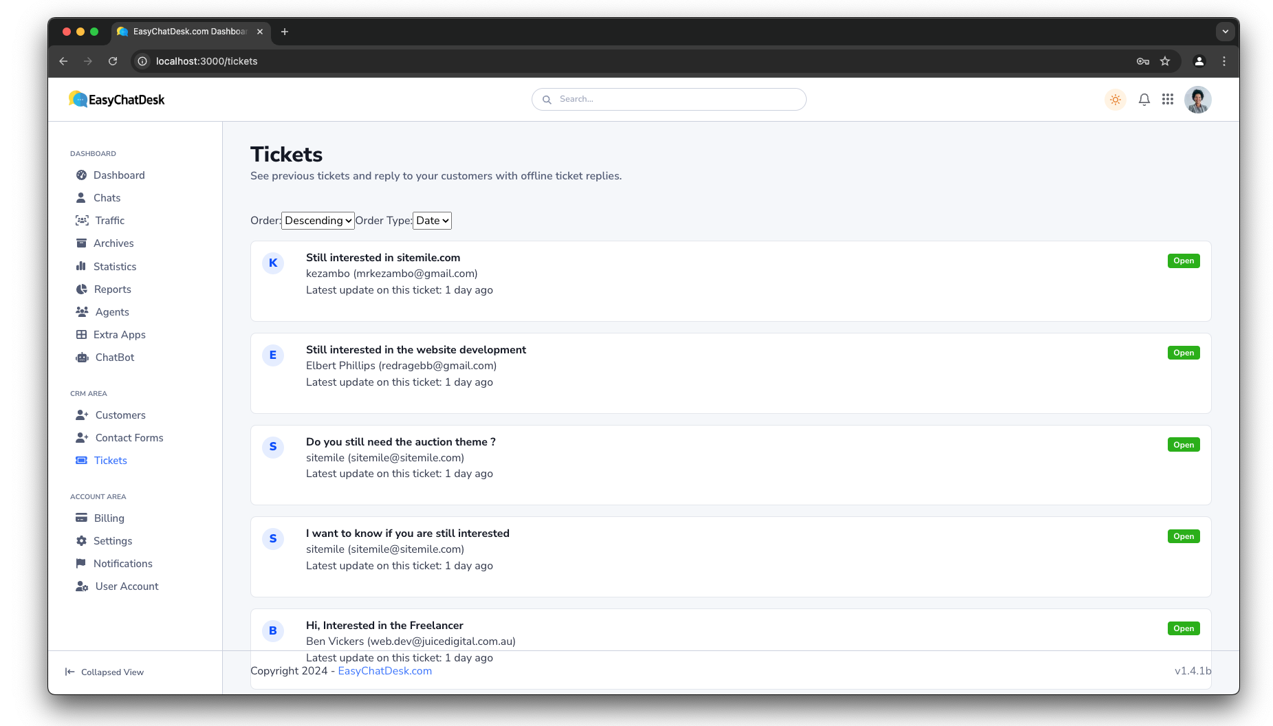 CRM ticketing system